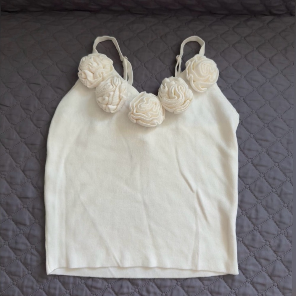 Elegant Cream Top with Beautiful Floral Accents